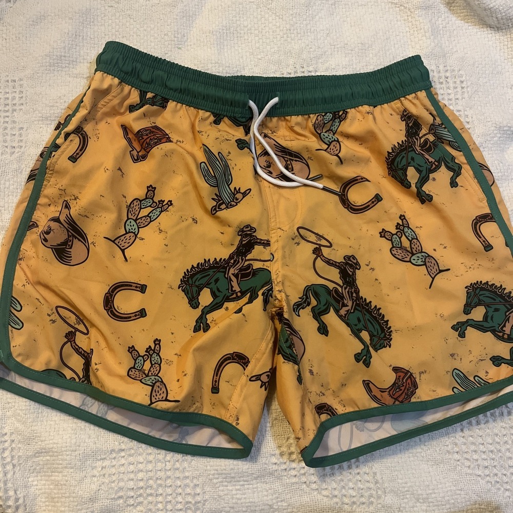 maamgic Mens Large Buckaroo Desert Swim Trunks w/compression Liner Quick dry